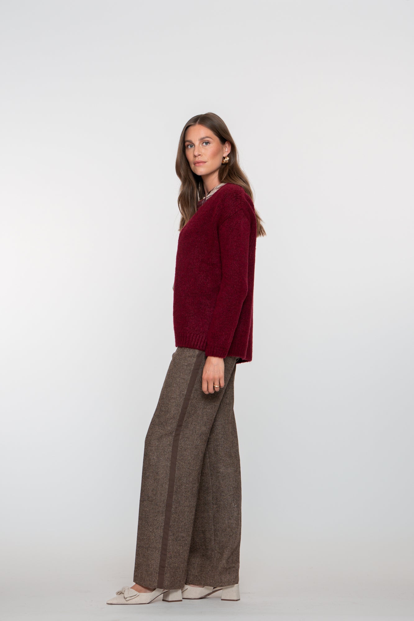 Geisha dames tweed pantalon met tape