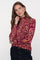 Geisha dames top met hoge hals en kleurrijke print
