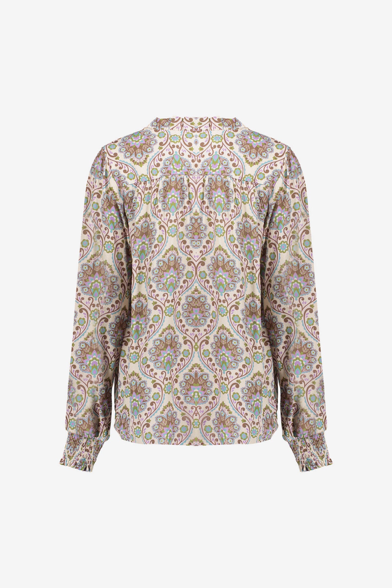 Geisha dames blouse met tile print en lurex