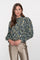 Geisha dames top met aquarel animalprint in groene tinten