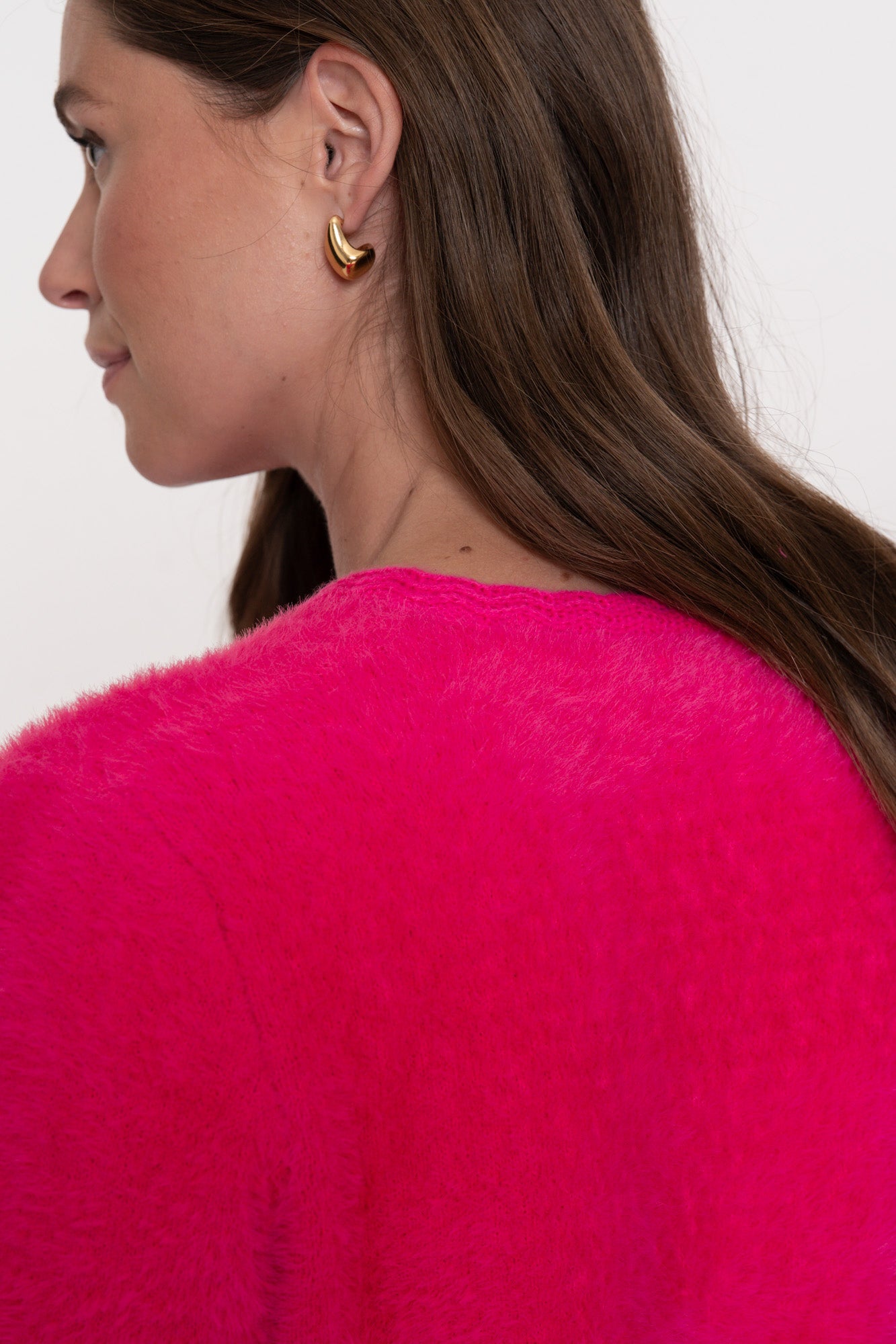 Geisha dames fluffy vest met gehaakte details
