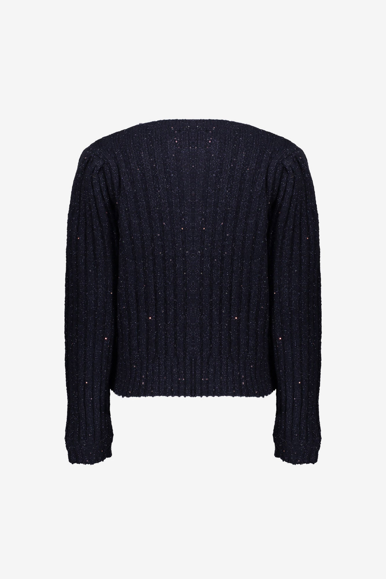 Geisha dames gebreid navy vest met gouden knoopsluiting en glitterdetail