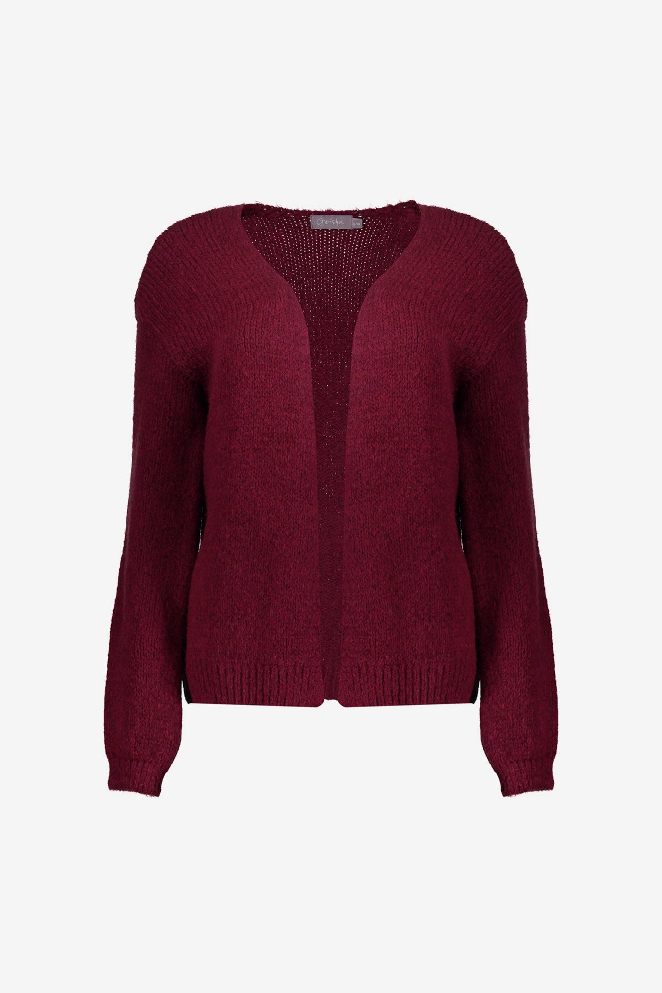 Geisha dames openvallend vest in warme bordeauxrode tint
