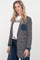 Geisha dames lange blazer met visgraatprint en denim accenten