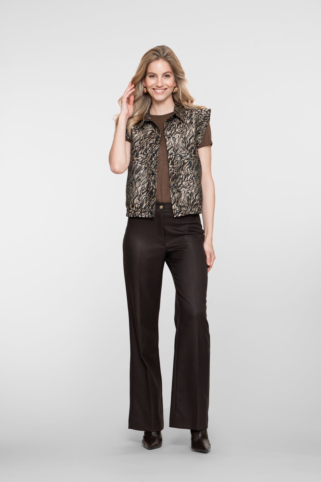 Geisha dames gilet met zebraprint