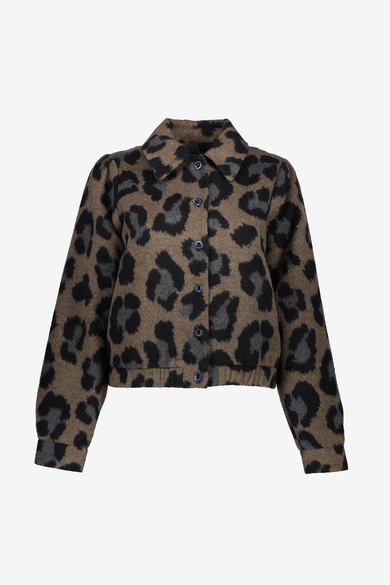 Geisha dames kort jasje met animal print en klassieke kraag
