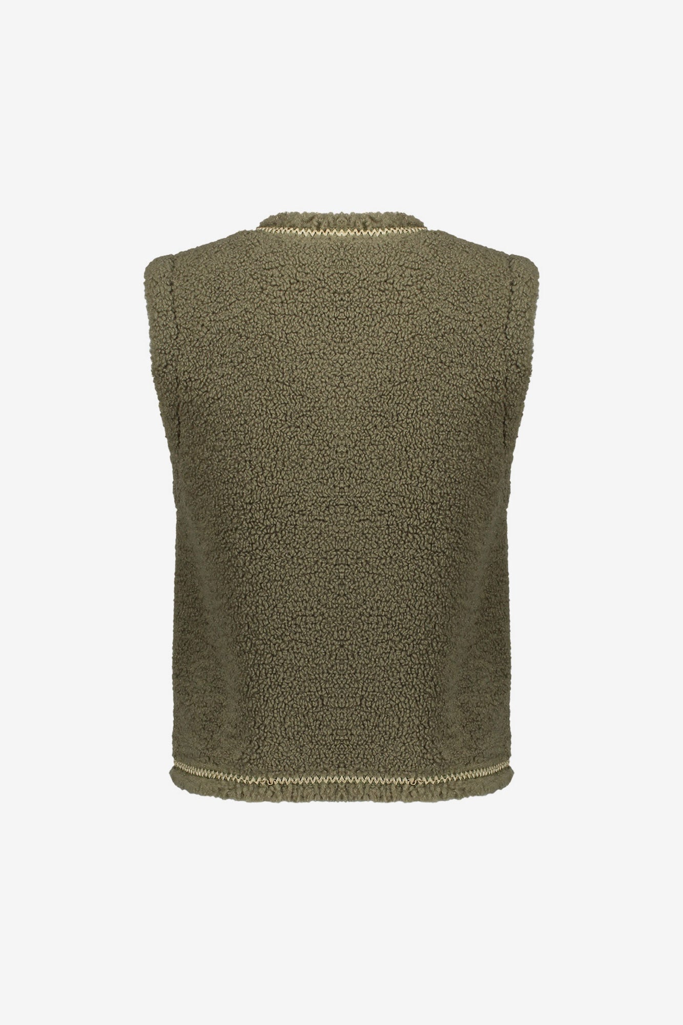 Geisha dames teddy gilet met geweven bies
