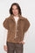 Geisha dames boxy teddy jacket in warme camel tint
