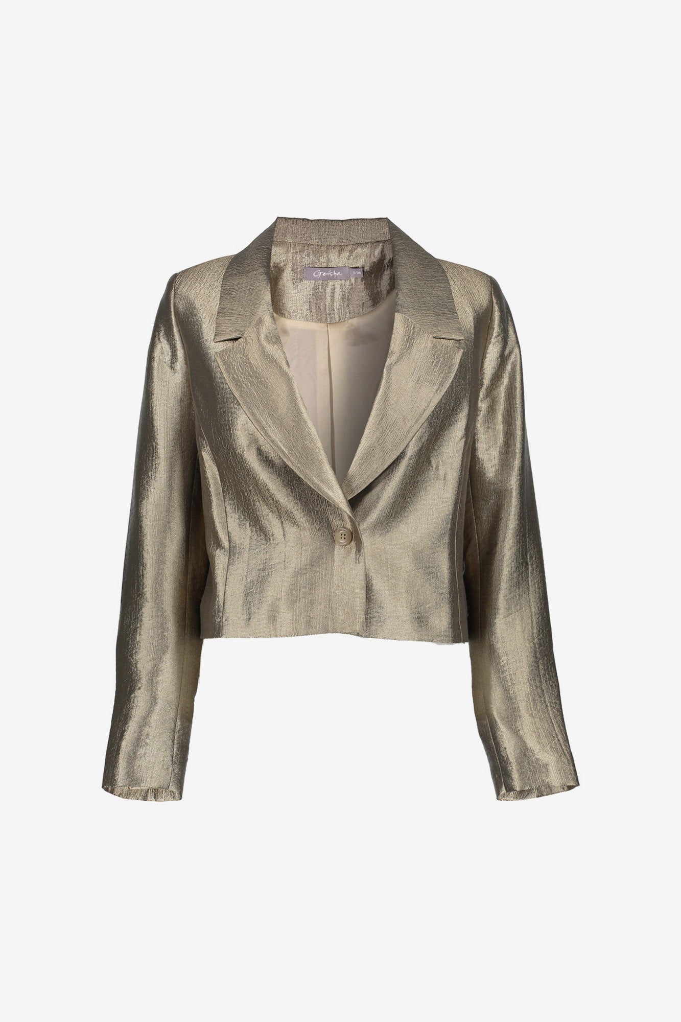 Geisha dames gouden korte blazer met reverskraag