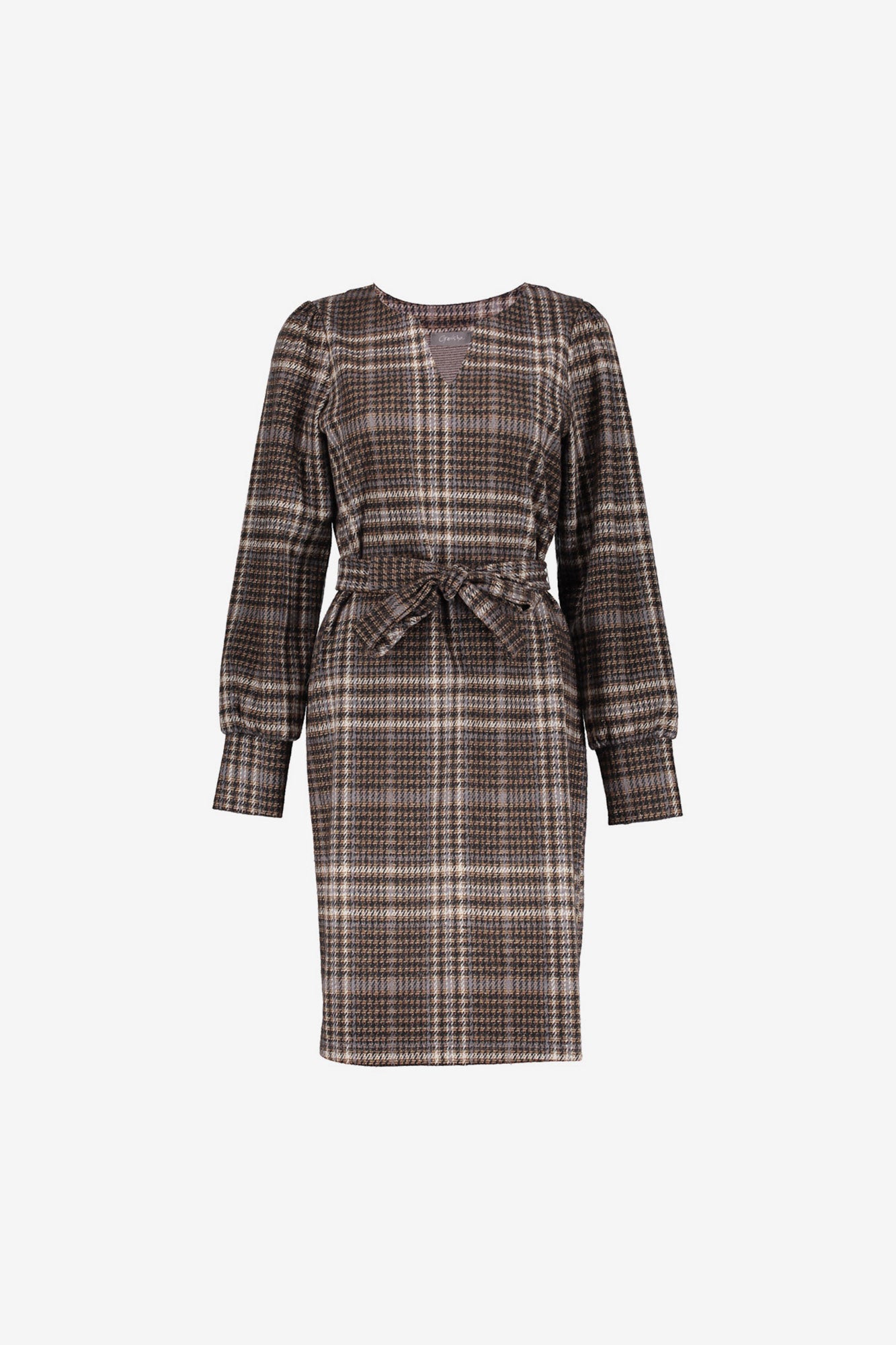Geisha dames jurk met V-hals en checkered dessin
