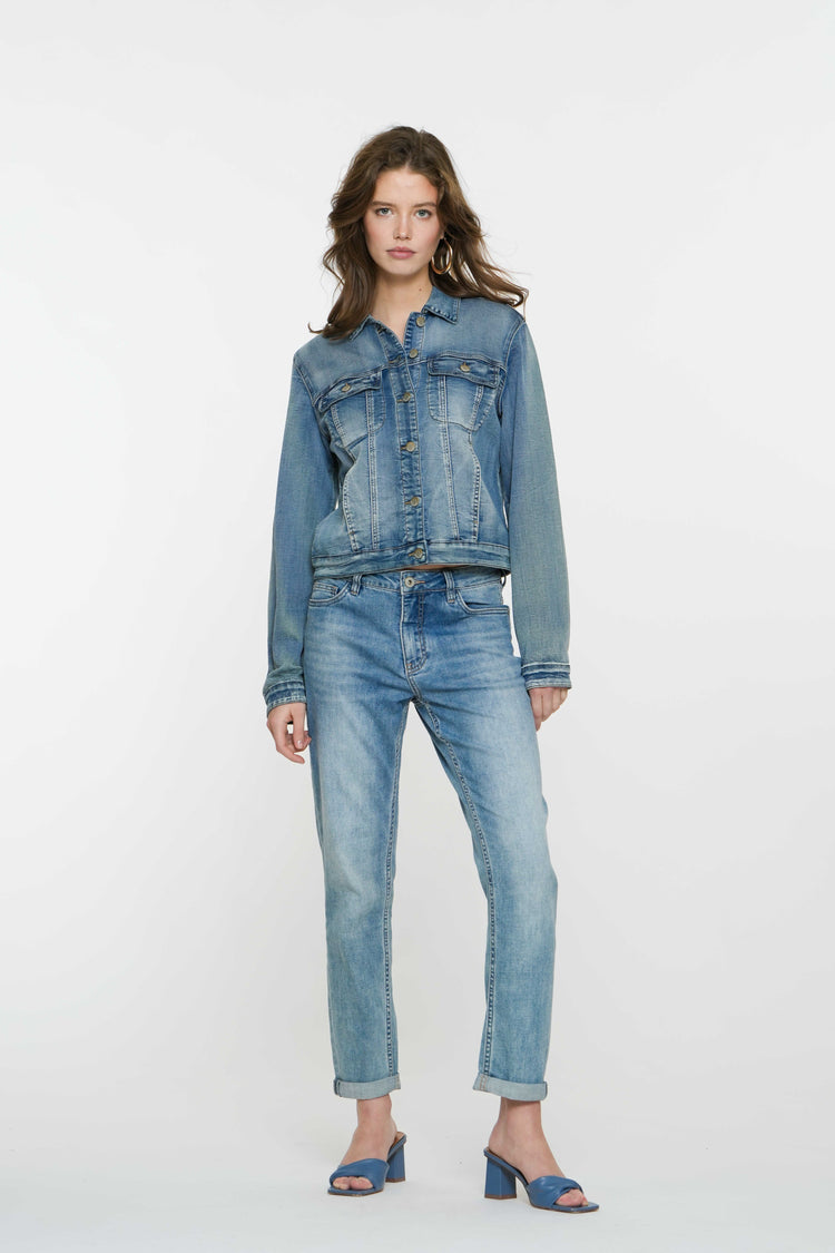Geisha Fashion dames skinny jeans met omslagboord