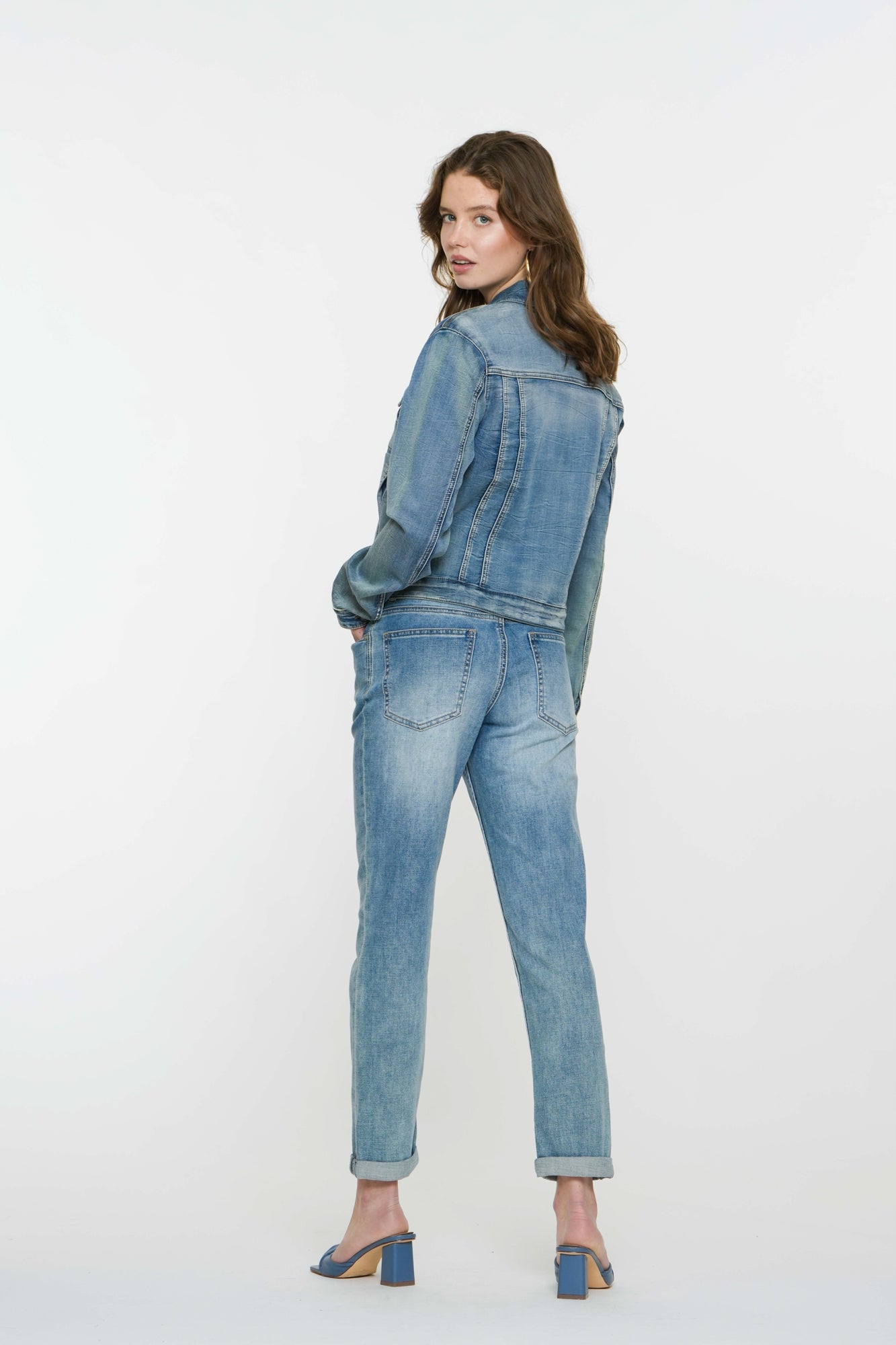 Geisha Fashion dames skinny jeans met omslagboord