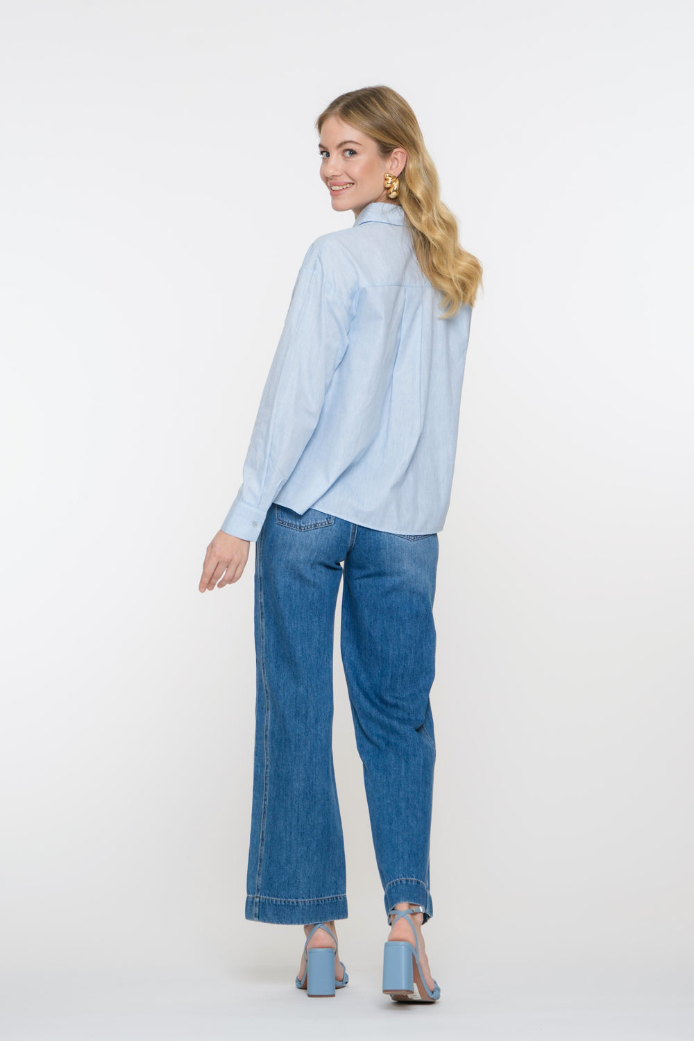 Geisha Fashion dames wide leg jeans met siernaden