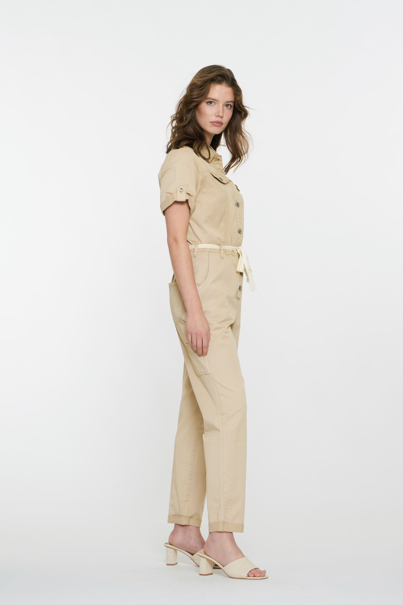 Geisha Fashion dames cargo jumpsuit met strikkoord