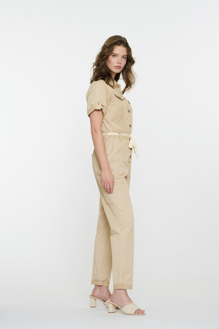 Geisha Fashion dames cargo jumpsuit met strikkoord