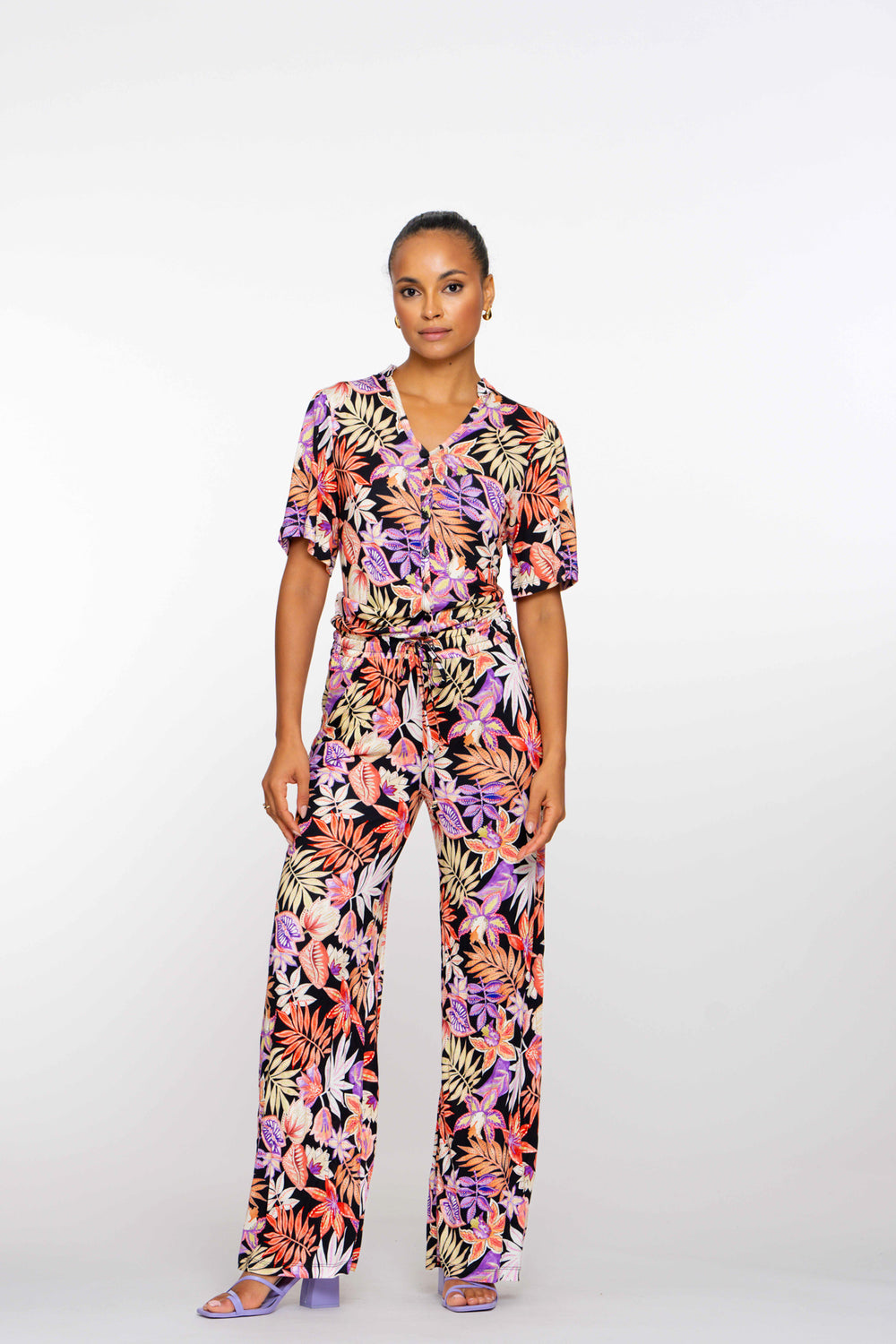 Geisha Fashion dames jersey broek met print