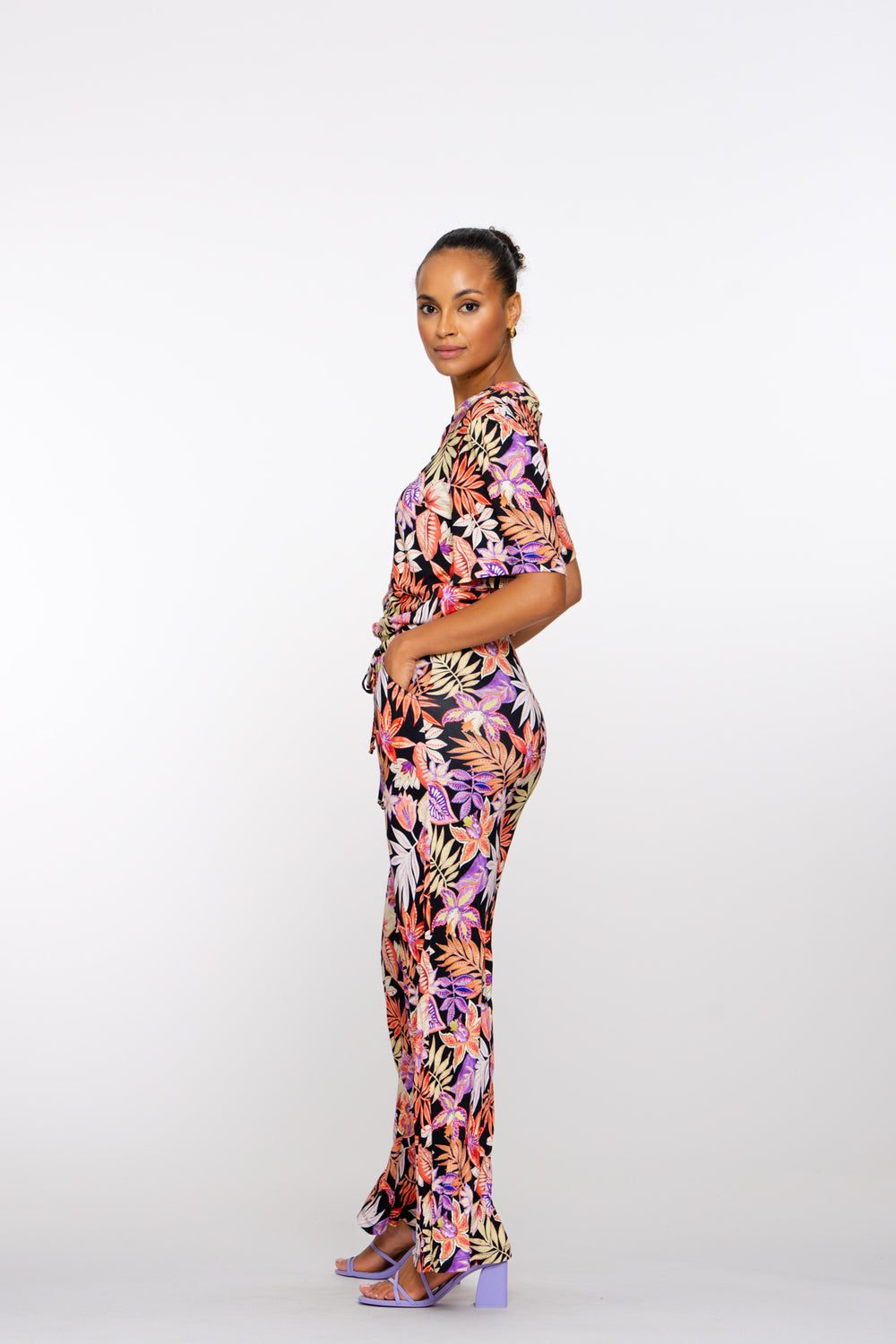 Geisha Fashion dames jersey broek met print