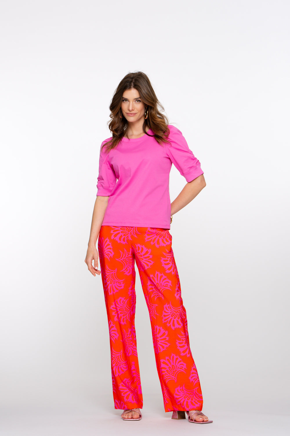 Geisha Fashion dames tweekleurige geweven broek