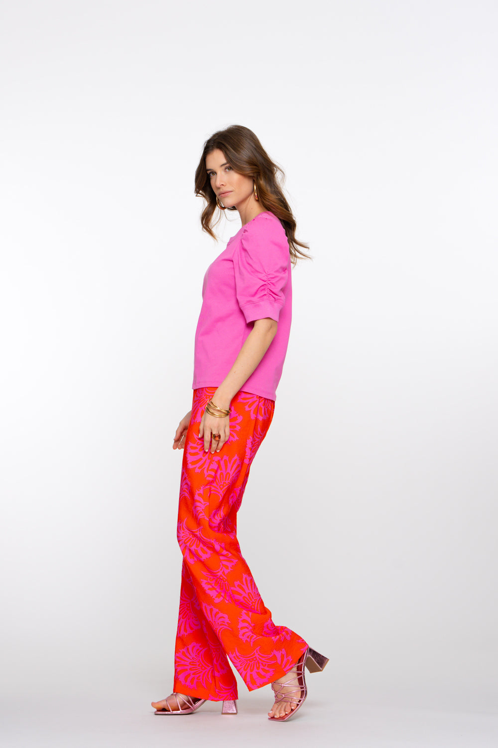 Geisha Fashion dames tweekleurige geweven broek
