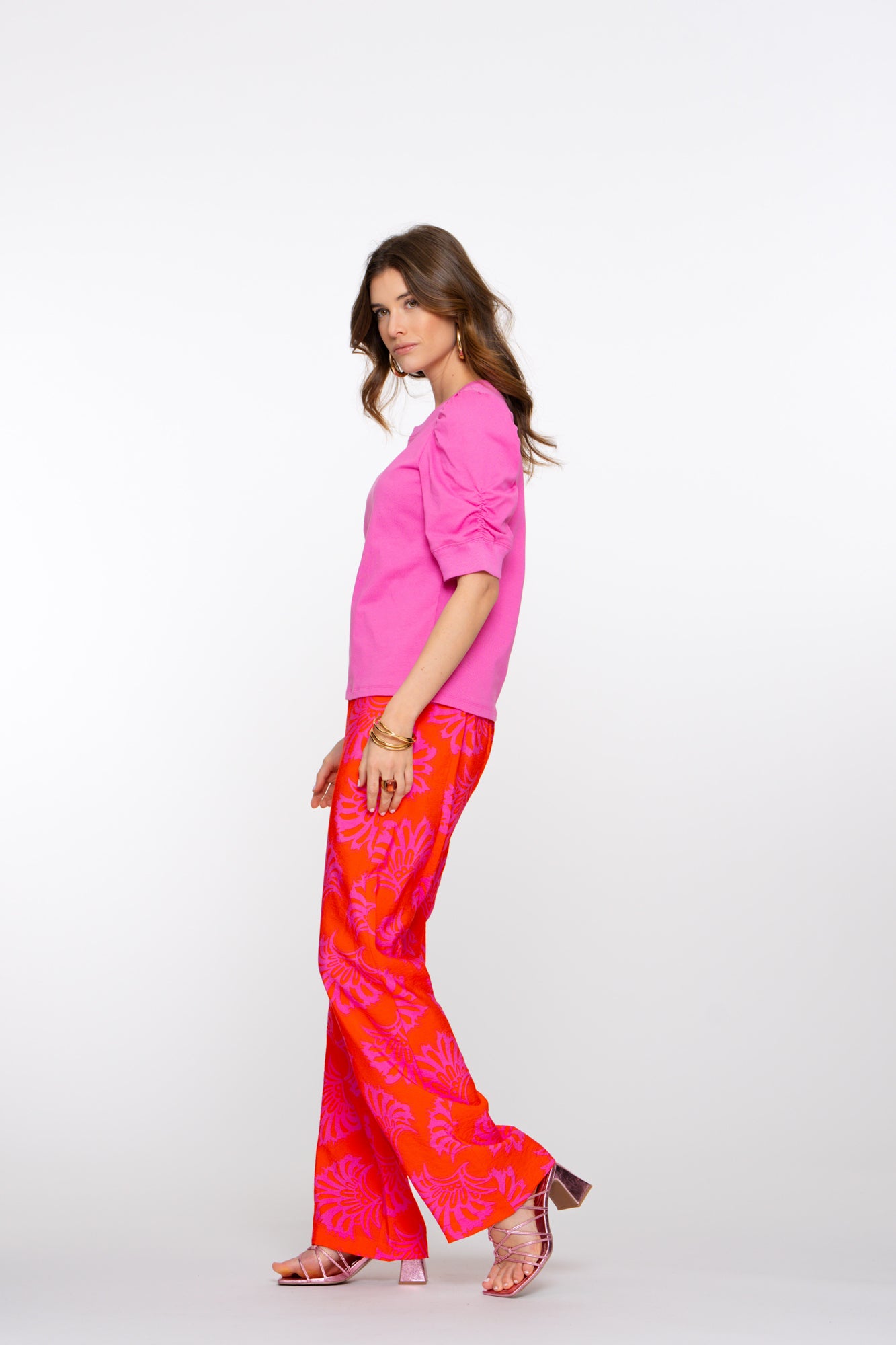 Geisha Fashion dames tweekleurige geweven broek