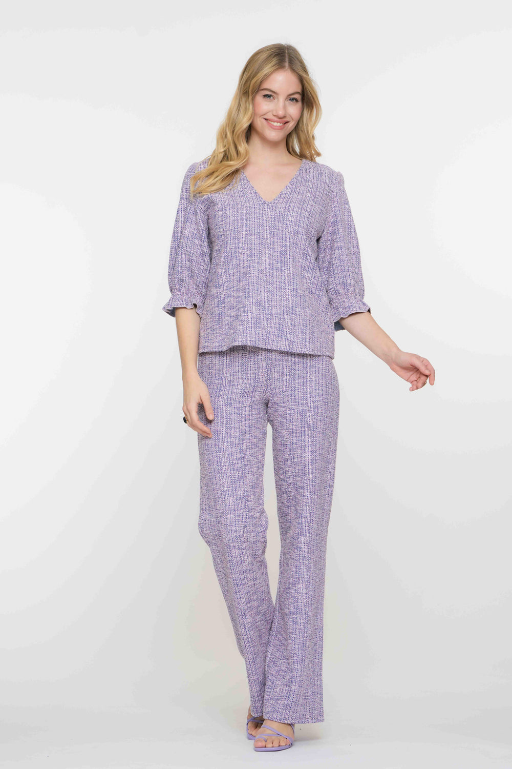 Geisha Fashion dames tweed melange broek