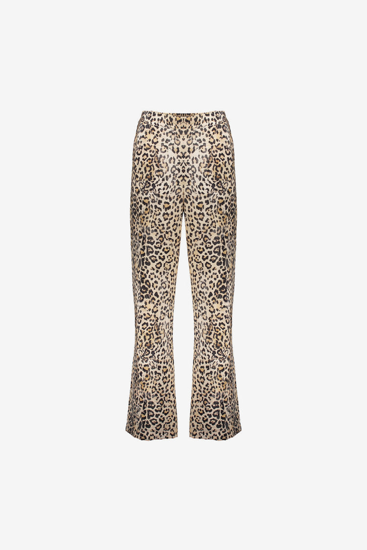 Geisha Fashion dames straight fit broek met panterprint