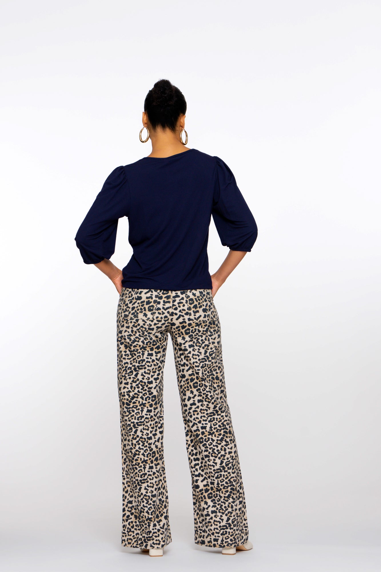 Geisha Fashion dames straight fit broek met panterprint