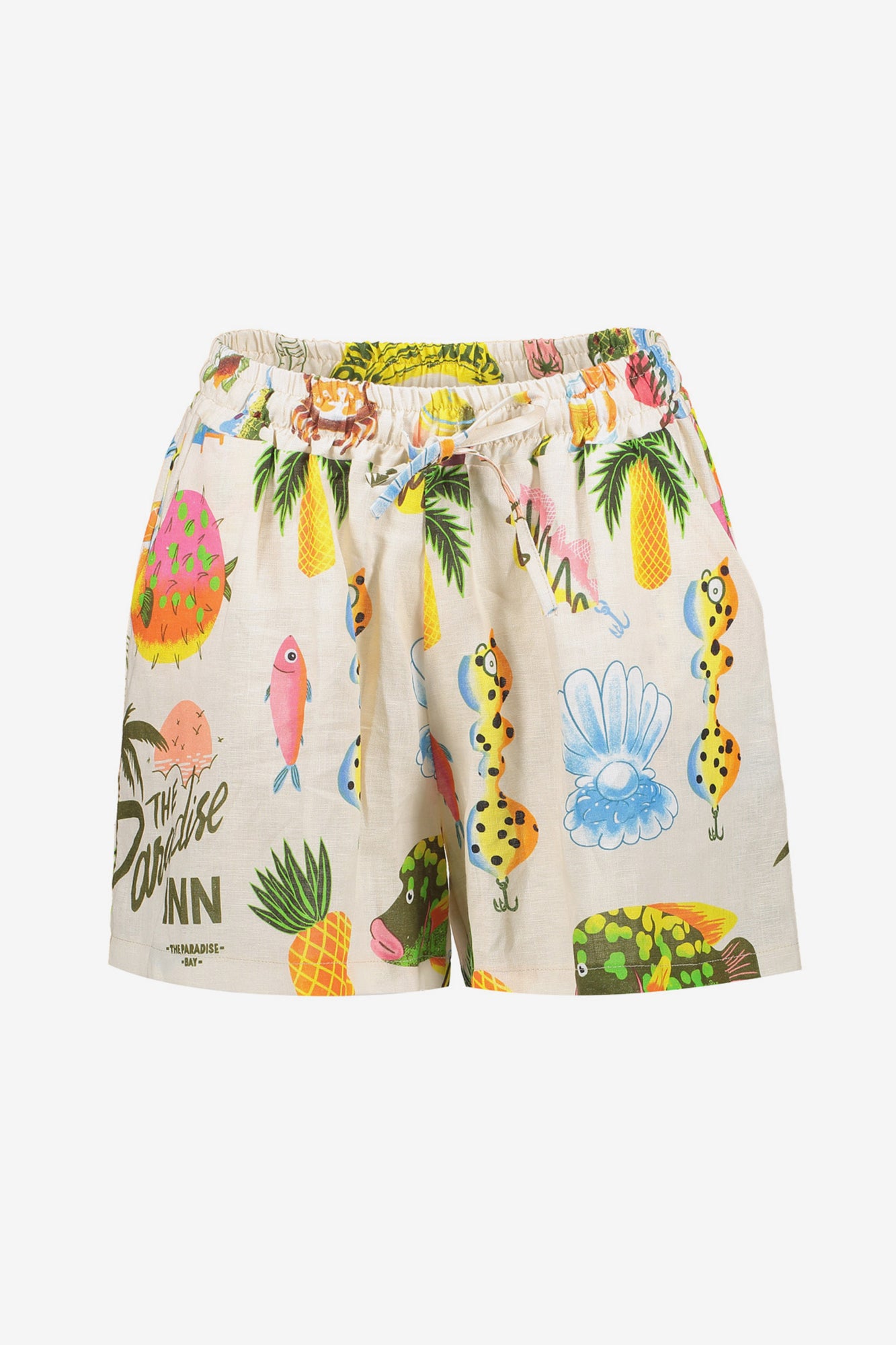 Geisha dames short met kleurrijke surf print