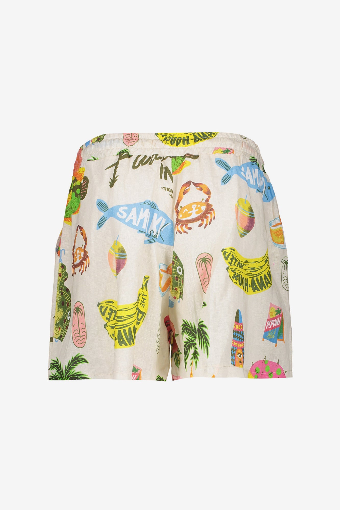 Geisha dames short met kleurrijke surf print