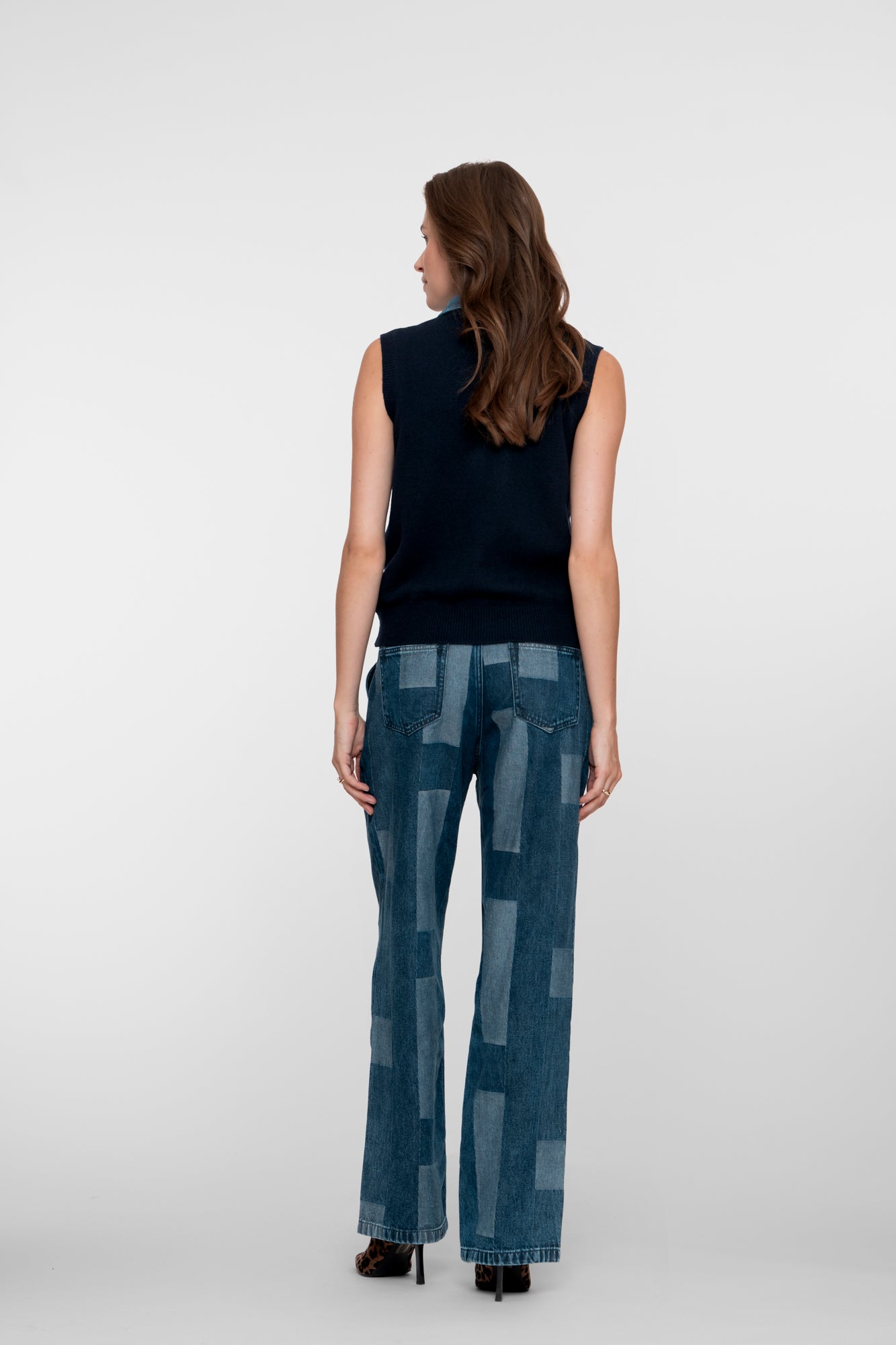 Geisha dames wide leg jeans met patchwork