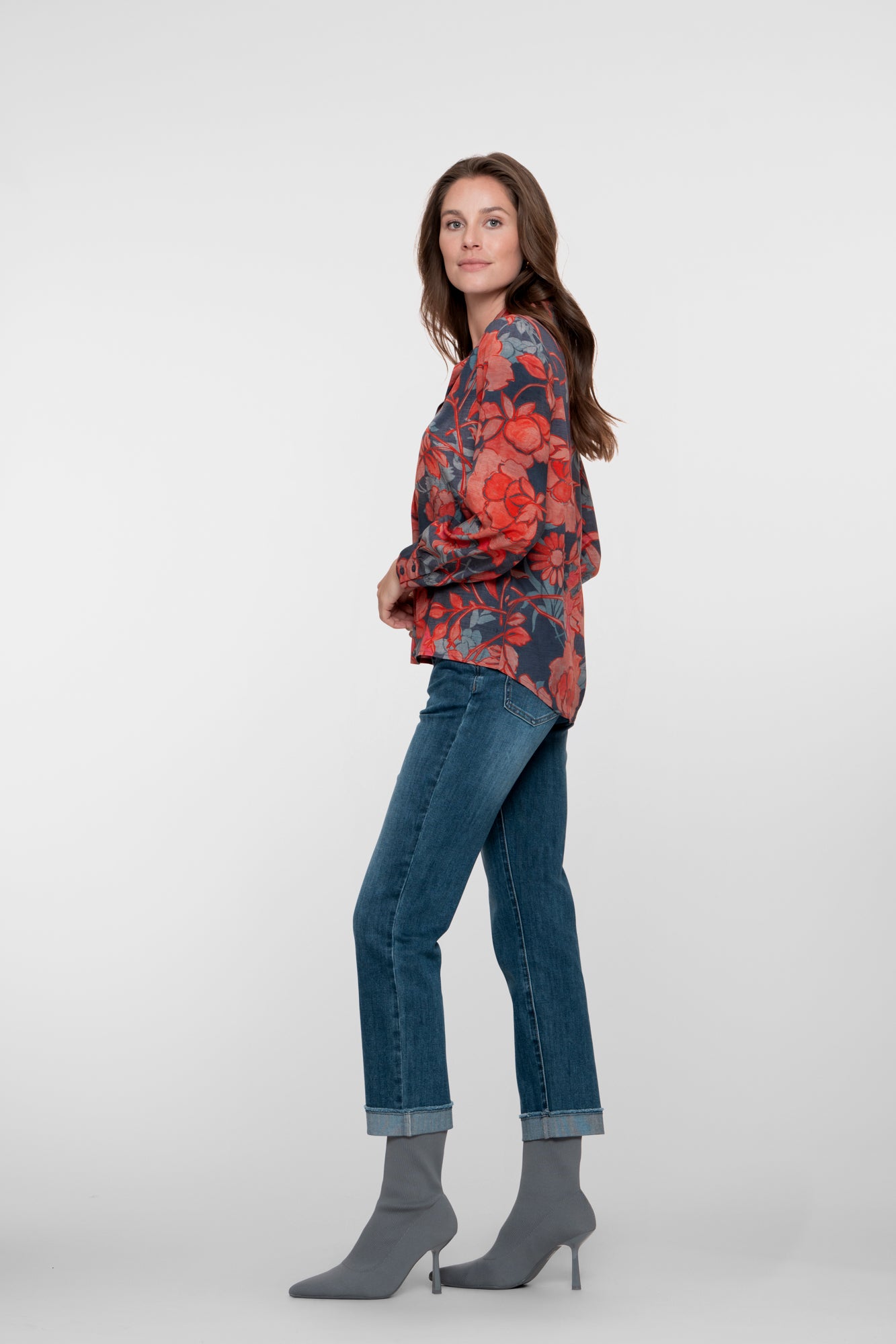 Geisha dames slim fit jeans met omgeslagen broekspijpen