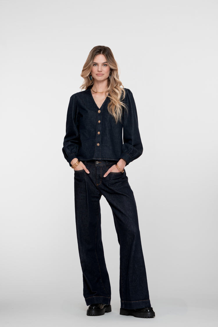 Geisha dames classic denim flared jeans
