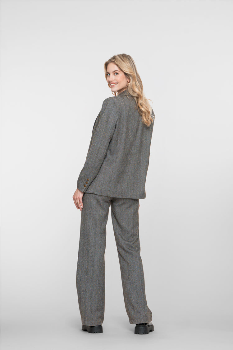 Geisha dames herringbone pantalon met rhinestones
