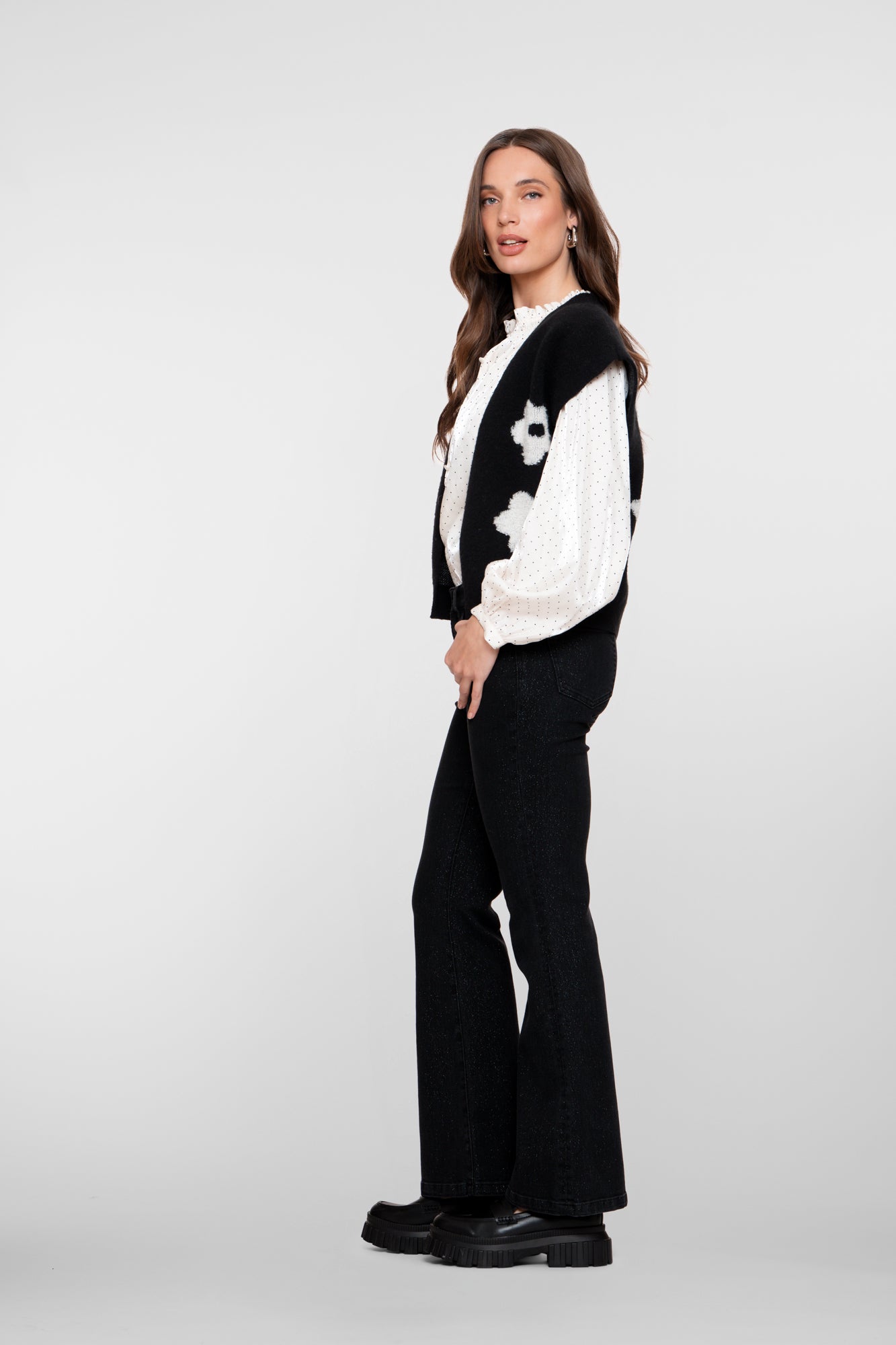 Geisha dames flared jeans met lurex
