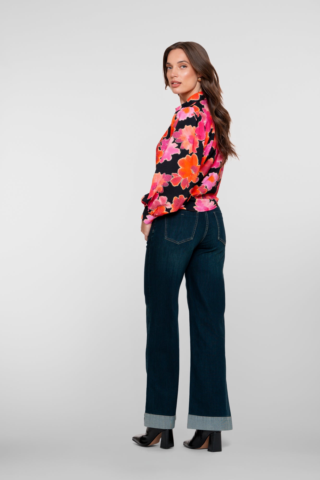 Geisha dames wide leg jeans met turn up