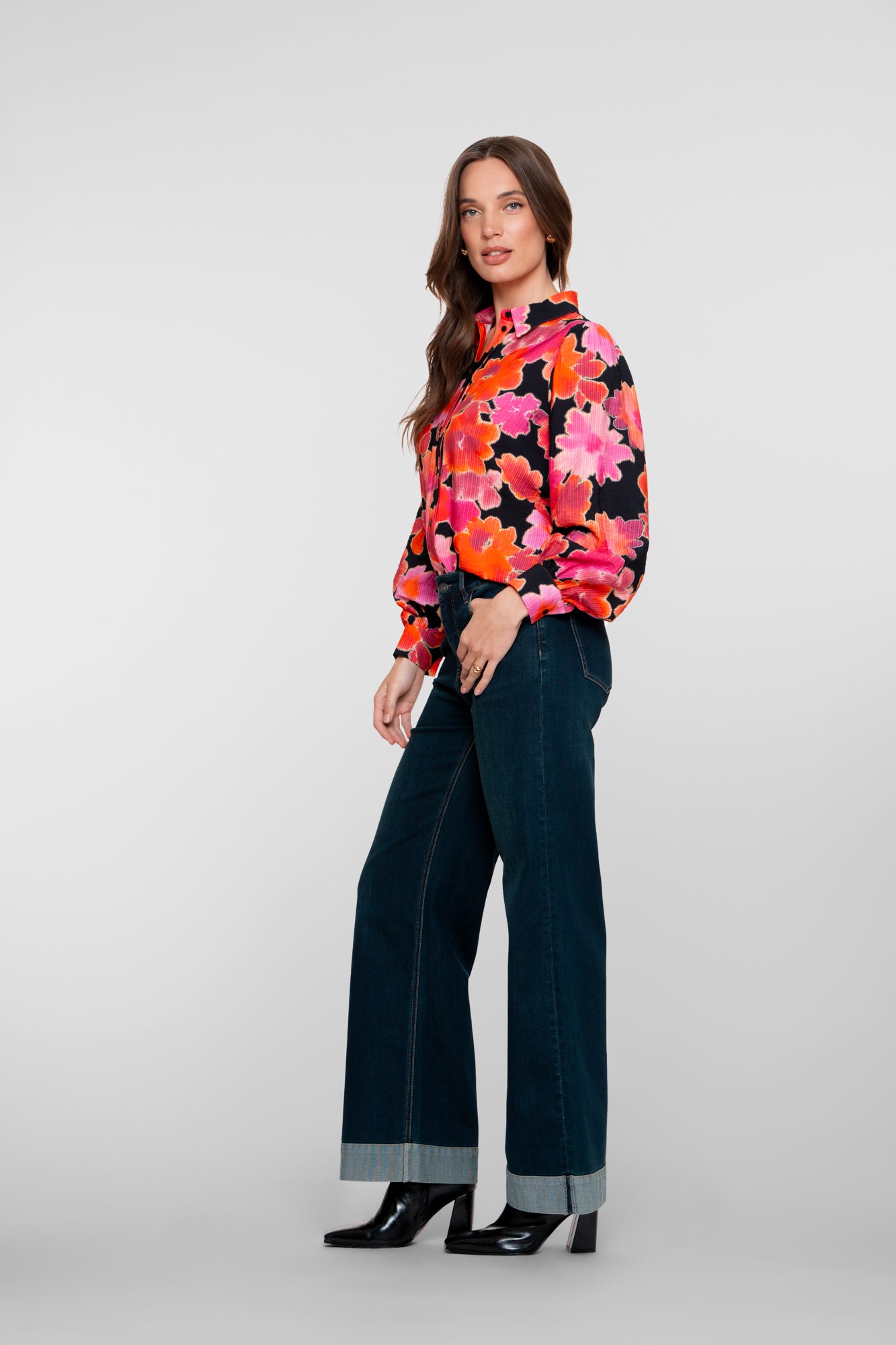 Geisha dames wide leg jeans met turn up
