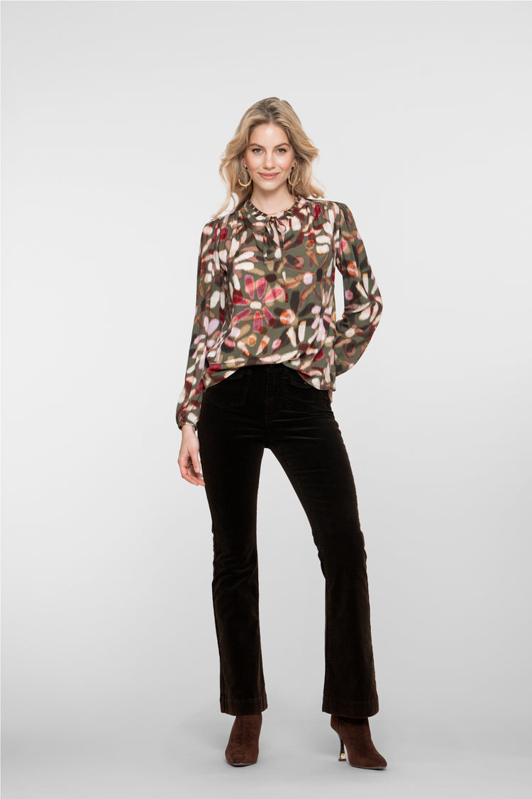 Geisha dames pantalon met opgestikte klepzakjes