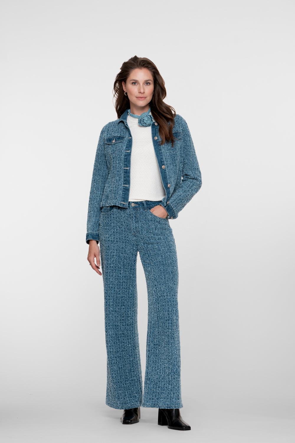 Geisha dames bouclé denim straight leg jeans