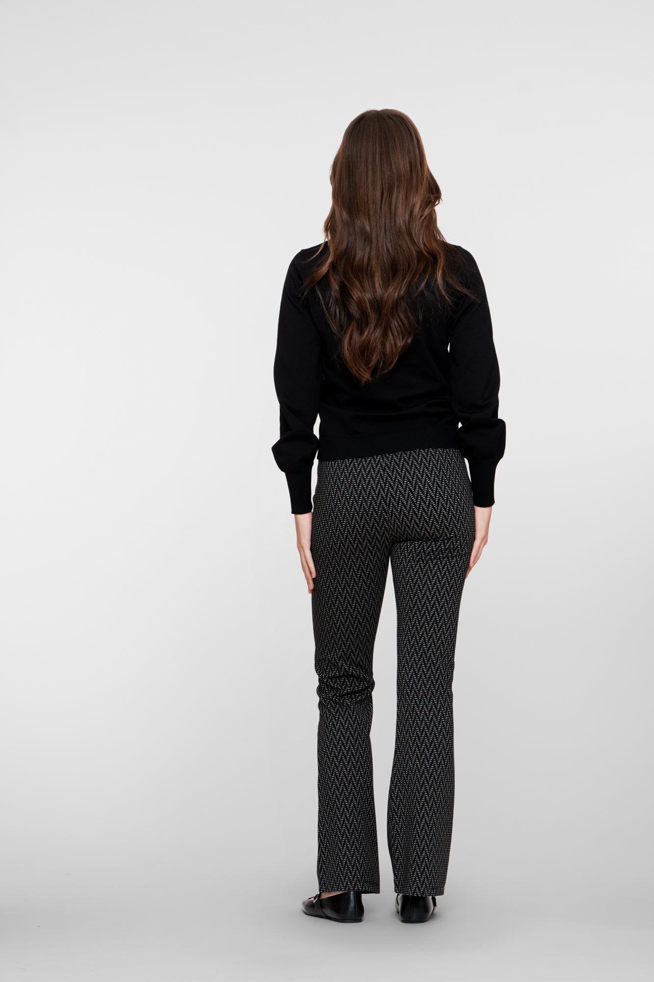 Geisha dames flared pantalon met zigzag dessin