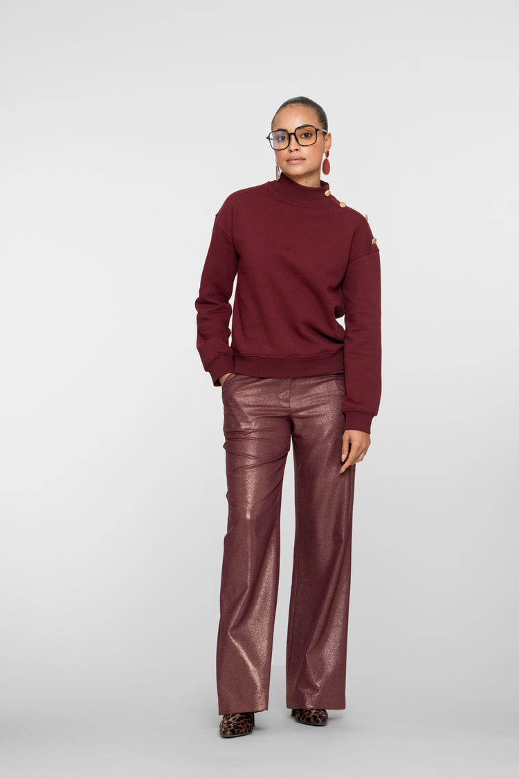 Geisha dames burgundy pantalon met coating