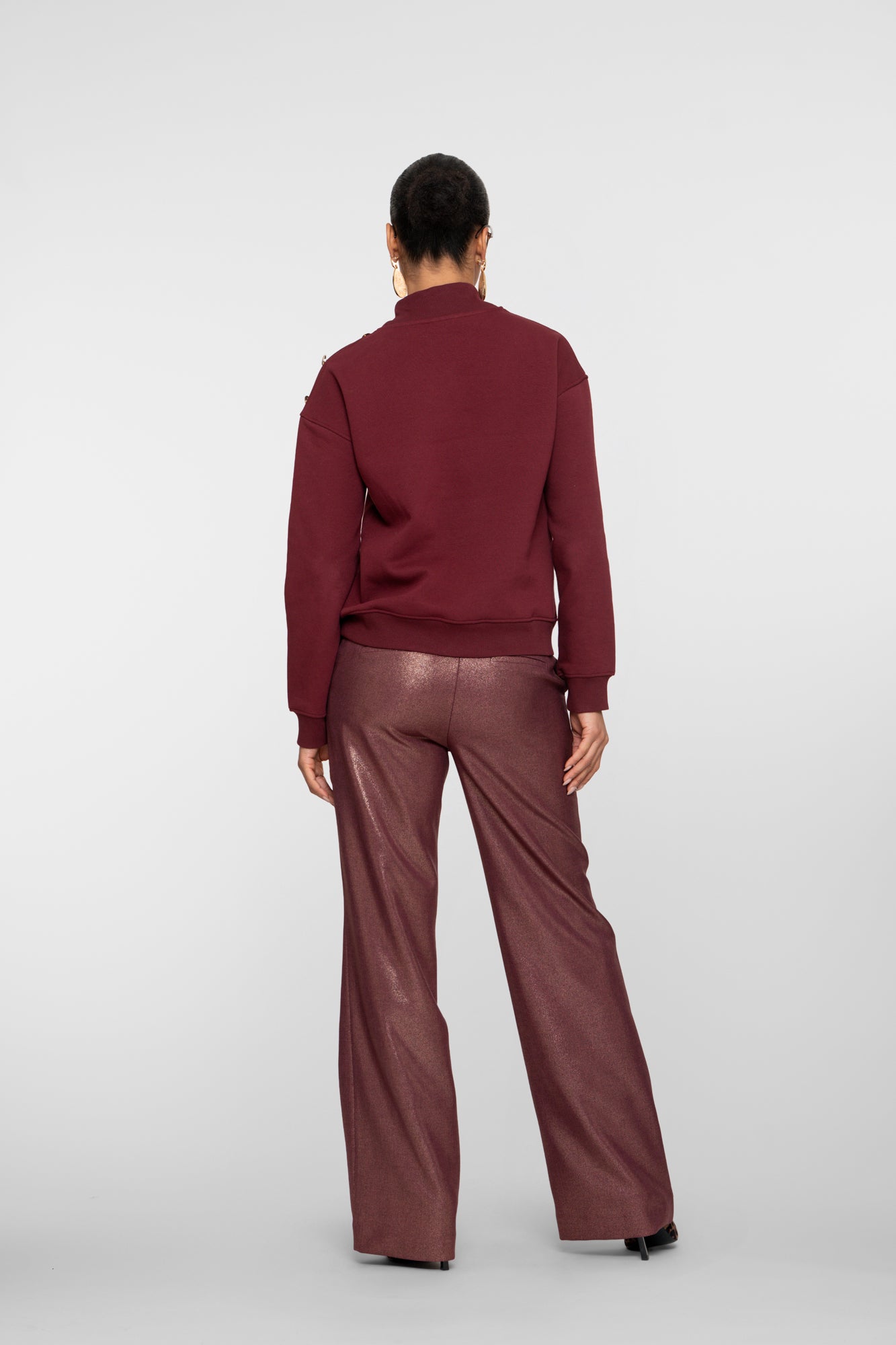 Geisha dames burgundy pantalon met coating