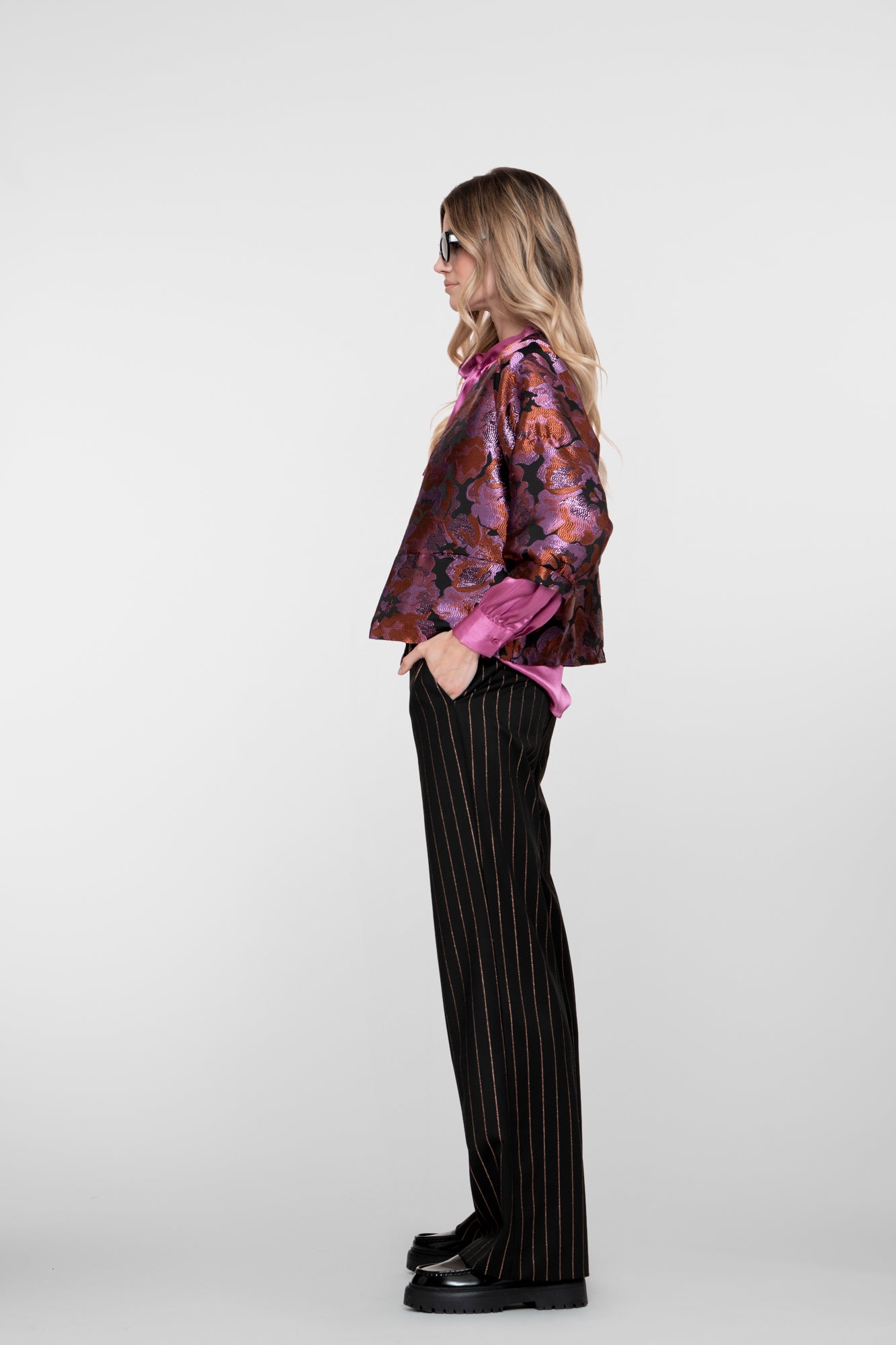 Geisha dames pinstripe pantalon met lurex