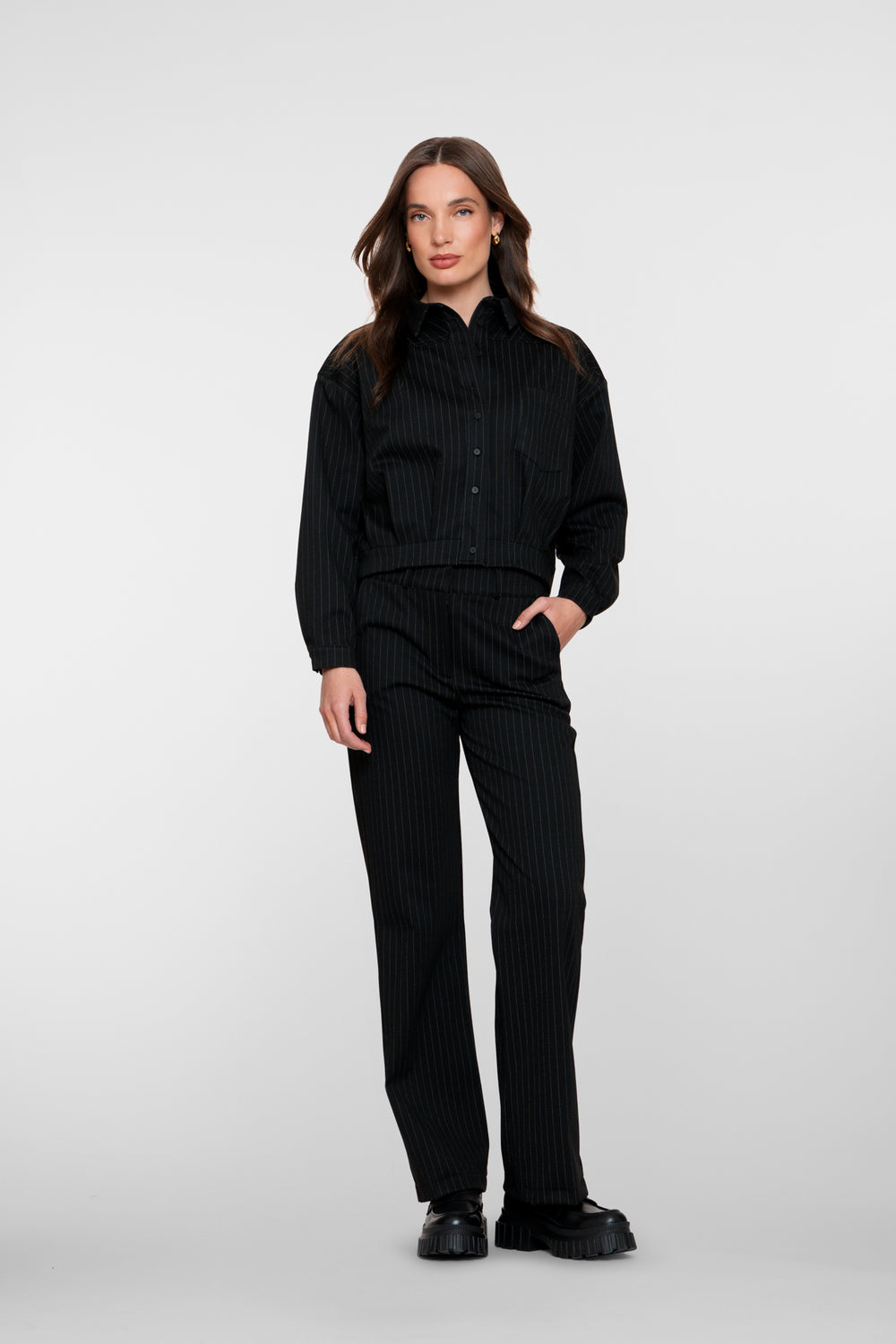 Geisha dames straight fit pantalon met pinstripe