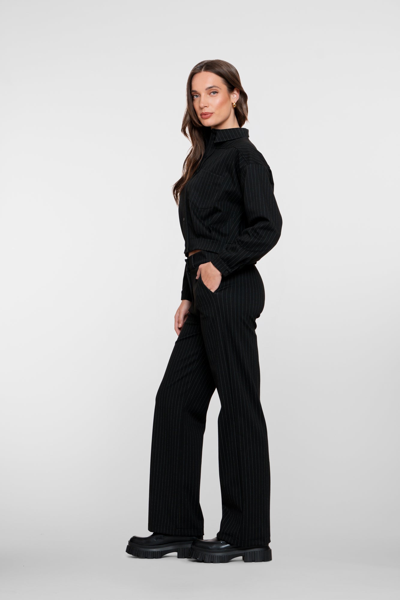 Geisha dames straight fit pantalon met pinstripe