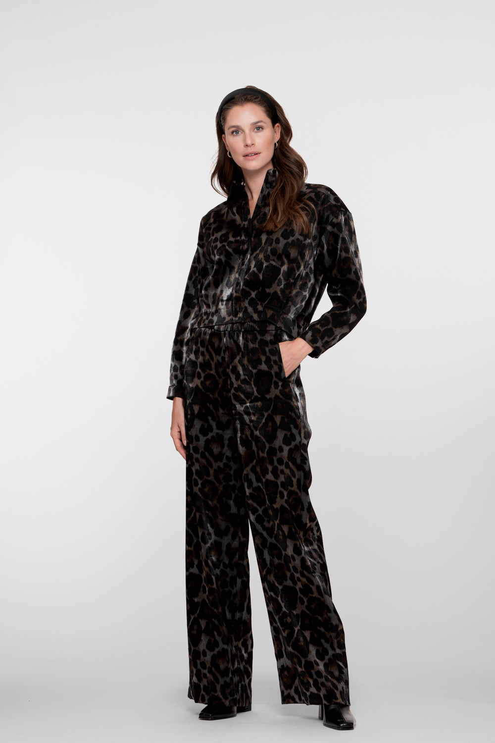 Geisha dames pantalon met leopard print