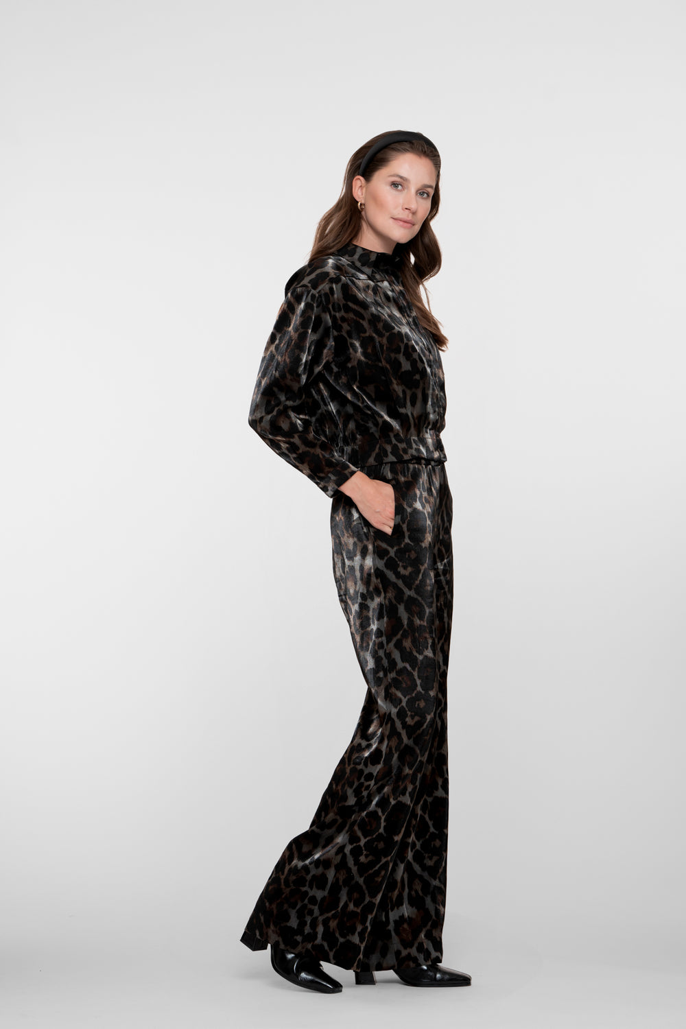 Geisha dames pantalon met leopard print