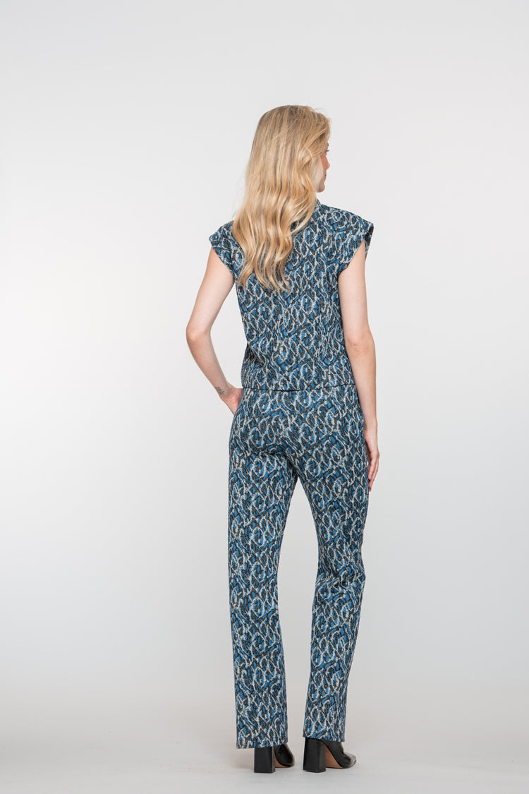 Geisha dames broek met sierlijke print en lurex