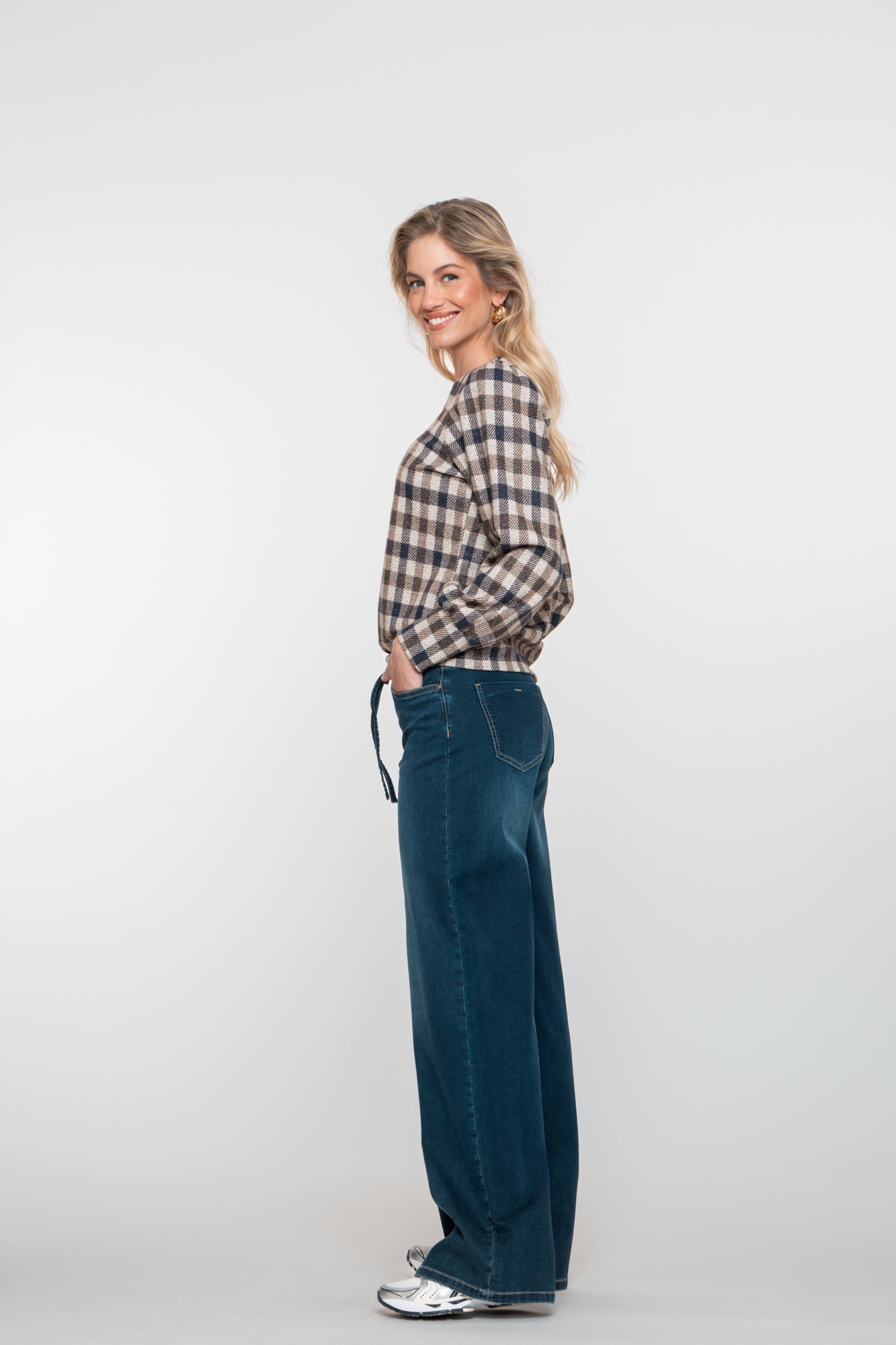 Geisha dames loose fit jeans met striksluiting