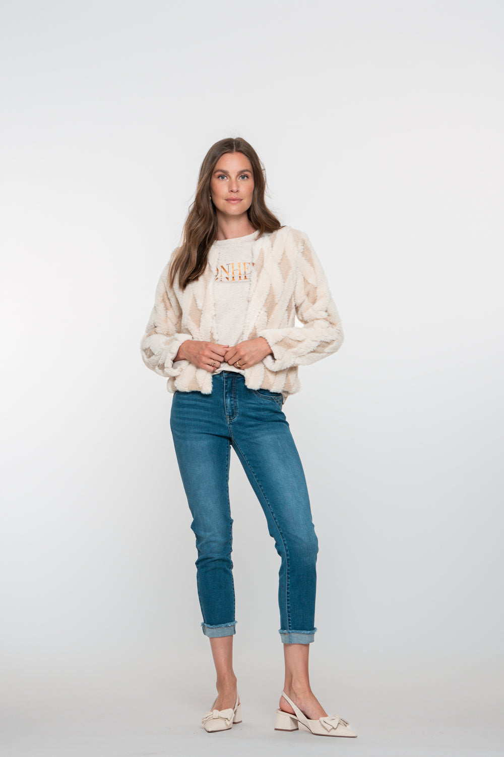 Geisha dames omgeslagen 7/8 turn up jeans