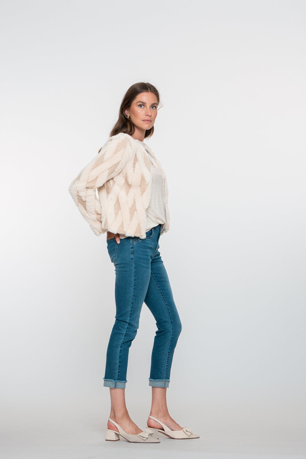 Geisha dames omgeslagen 7/8 turn up jeans